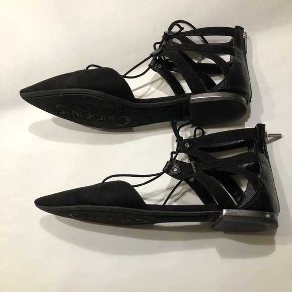 Circus by Sam Edelman Gladiator Blk Flats Sz 9 - Picture 5 of 7